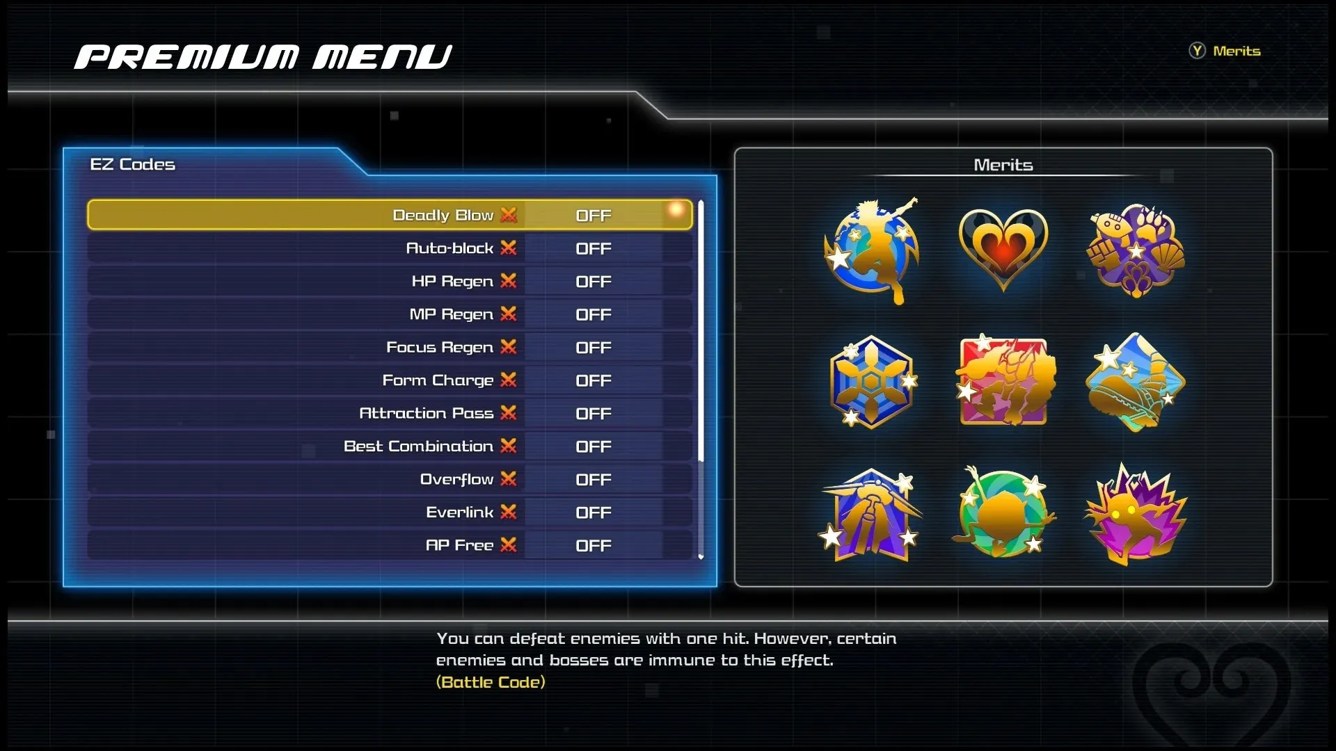 how to access ez codes menu in kh3